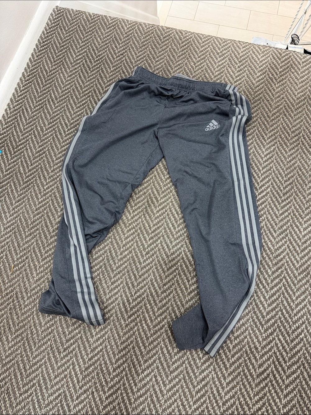 adidas Dark Gray Joggers with Light Gray 3-Stripes